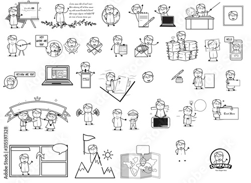 Drawing Art of Comic Priest Monk - Various Concepts Vector illustrations