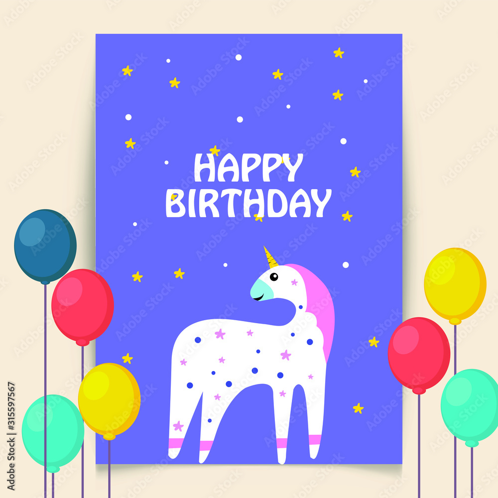 Happy birthday cartoon horse design