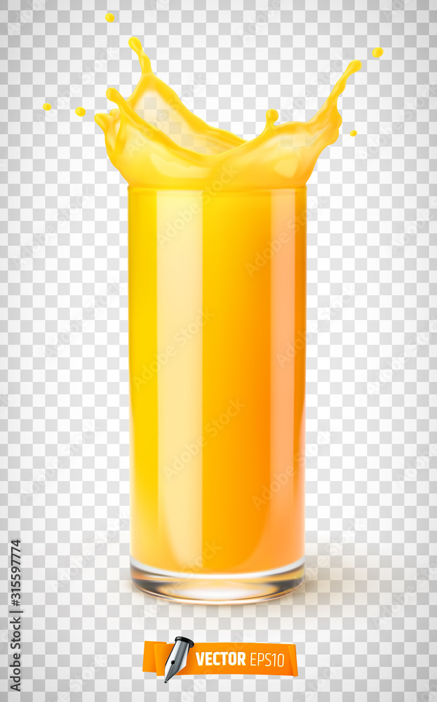 Verre de jus de fruit vectoriel sur fond transparent