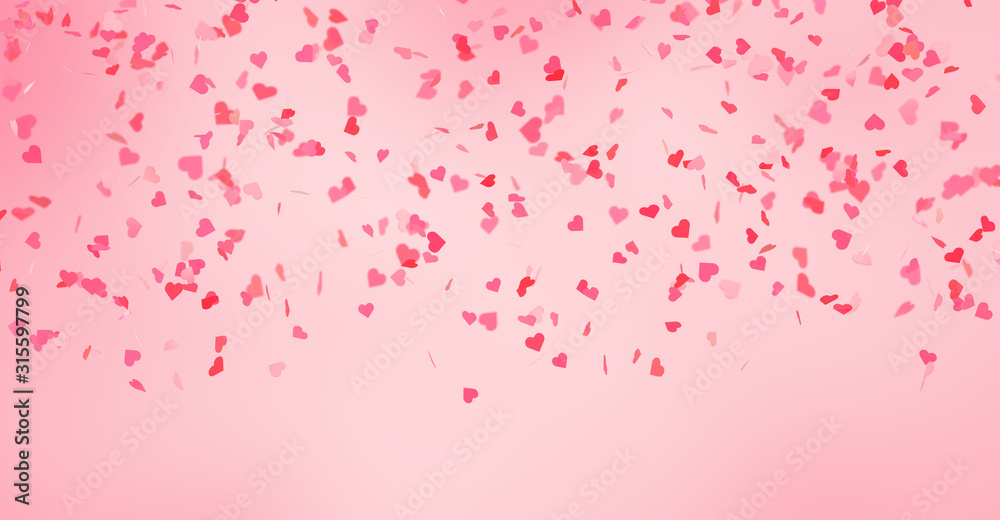 Red falling hearts Valentine day background