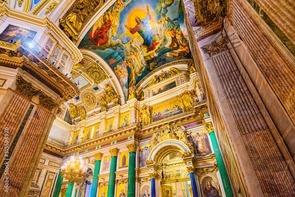 Inside Saint Isaac's Cathedral- greatest architectural creation. Saint Petersburg.