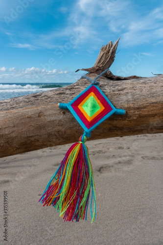Mandala God Eye Mexican Huichol Crafts in Sayulita Mexico Beach.