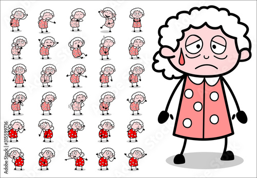 Funny Various Old Granny Character - Collection of Concepts Vector illustrations