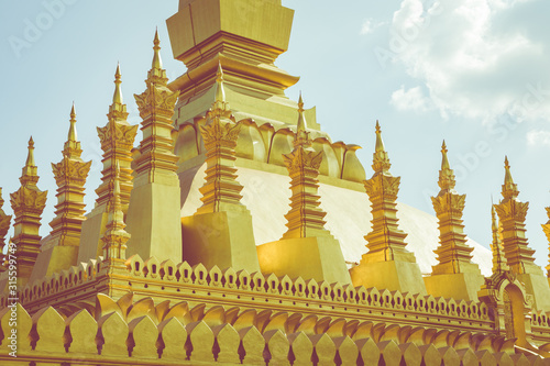 Pha That Luang temple - The Golden Pagoda in Vientiane , Laos photo