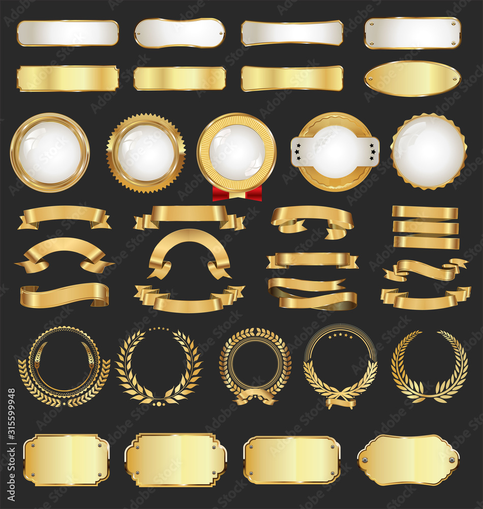 Luxury golden design retro vintage elements collection Stock Vector ...