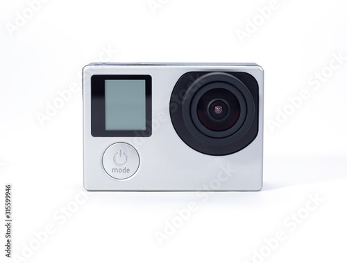 4k action camera on a white background