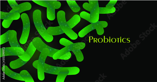 Micro probiotic microorganism, science background. Medicine and treatment. 