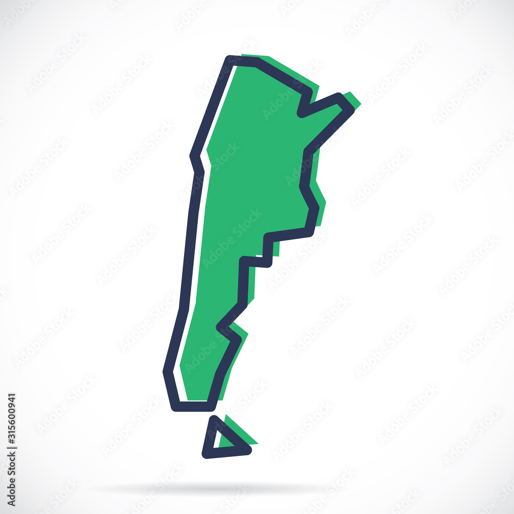 Stylized simple outline map of Argentina