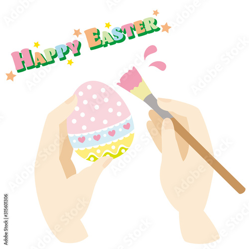 イースターエッグ　手作り　工作　絵の具　ハッピーイースターロゴ入り