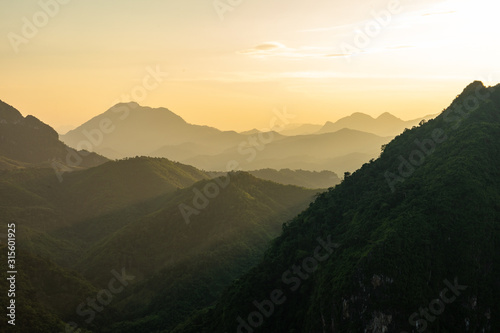 View of sunset in Nong Khiaw. North Laos. Southeast Asia. © Curioso.Photography