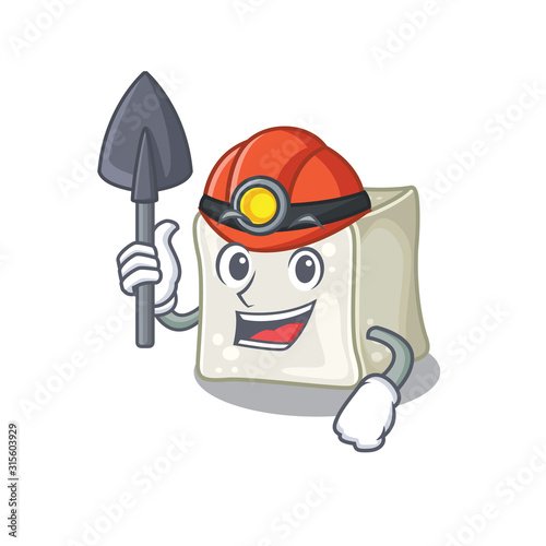 Cool clever Miner sugar cube cartoon character design