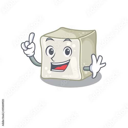 One Finger sugar cube in mascot cartoon character style