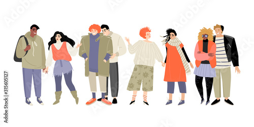 Happy friends of different ethnic groups and sexual orientation