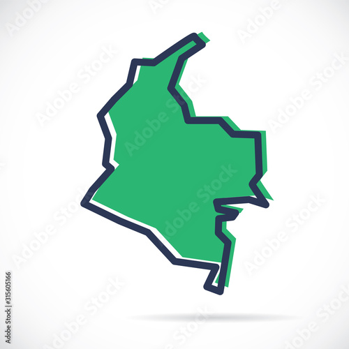 Stylized simple outline map of Colombia