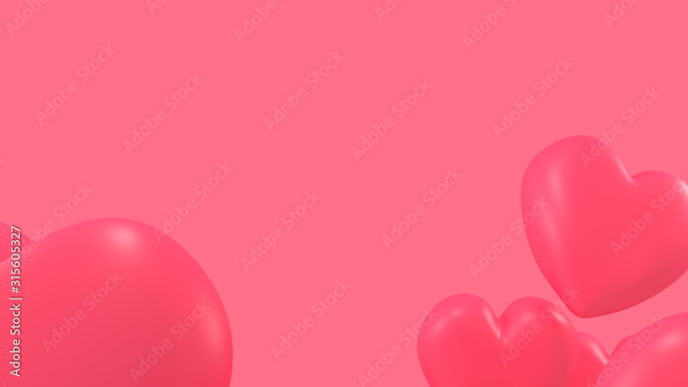 3D Floating Hearts Background