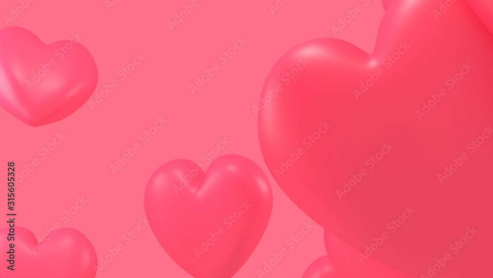 3D Floating Hearts Background 