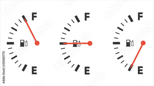 Fuel gauge icon. Gasoline indicator. Fuel indicator. Vector illustration