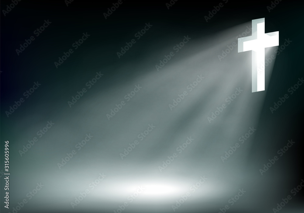 Shining cross of Jesus Christ on a dark background Stock Vector Adobe