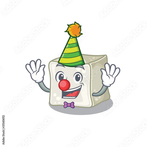 Funny Clown sugar cube cartoon character mascot design