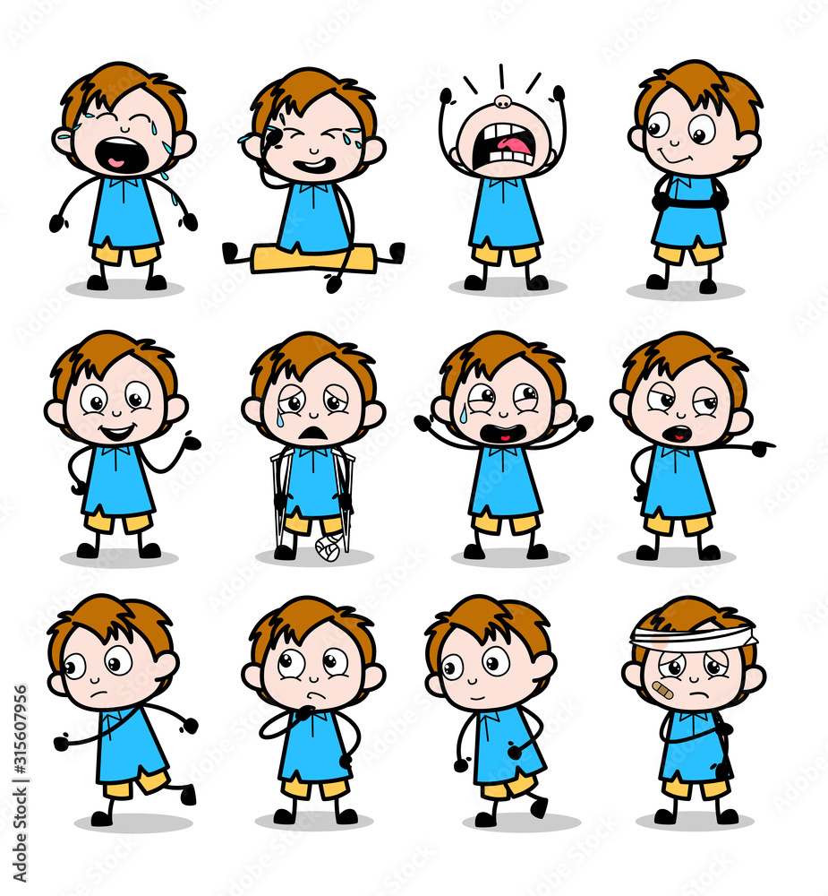 Comic Cute Office Guy - Set of Concepts Vector illustrations