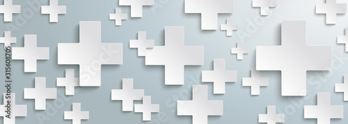 White Plus Symbols Gray Header