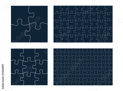 Puzzle patterns collection. Jigsaw templates, jigsaw shapes.