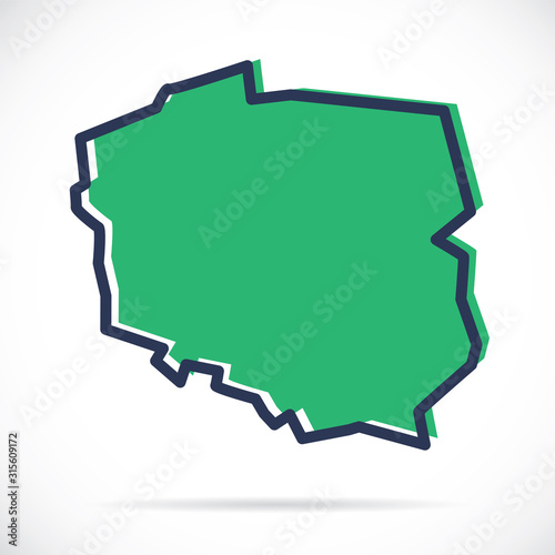 Stylizowana prosta mapa konturowa Polski