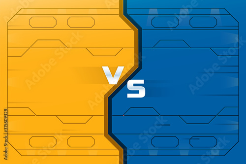 Vs background with futuristic space door. Player or team versus another.