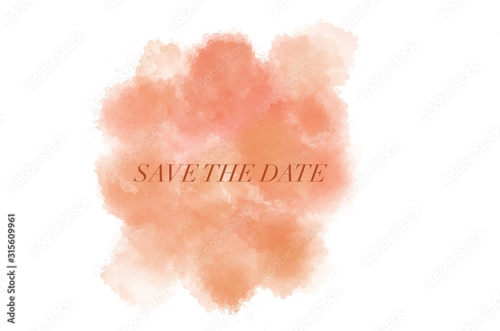 Save the date Orange peach paint puff background card