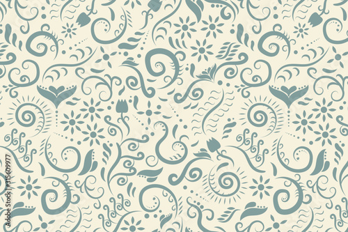 Vector vintage ornamental flowers background. Nature