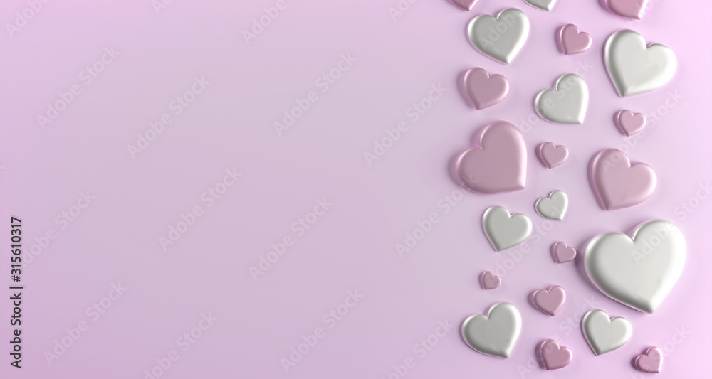 Valentine's day illustration with heart  - 3d rendering