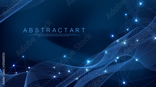 Abstract plexus background with connected lines and dots. Plexus geometric effect. Digital data visualization. Futuristic technology style low-poly element for design. Vector illustration.