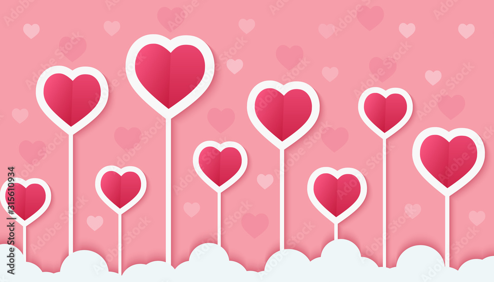 Love background with hearts - Vector Illustration