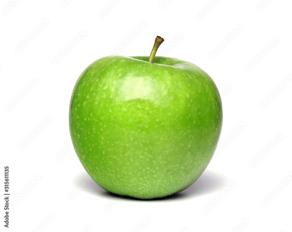 Green ripe apple isolated on a white background