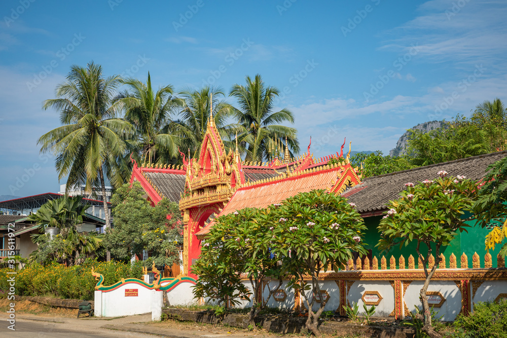 Buddhist temple in Vang Vieng. Laos.