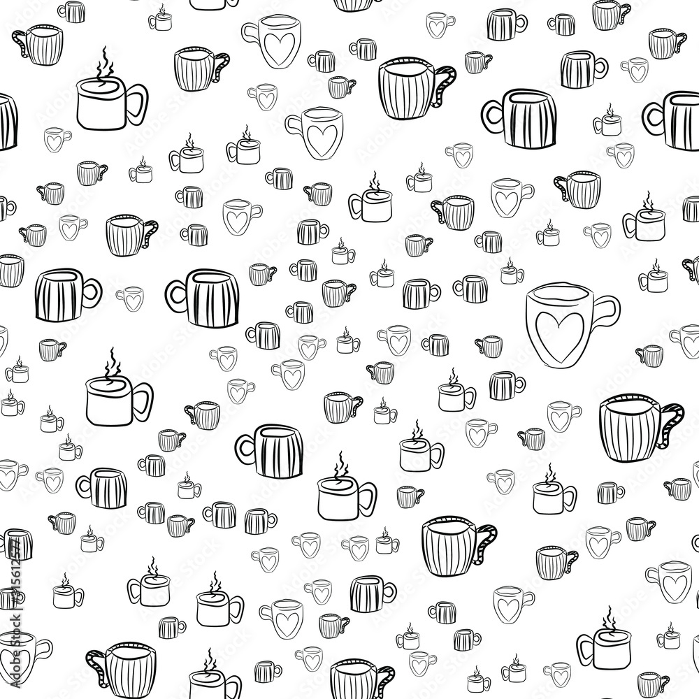 Coffee seamless vector pattern for Cup mug, restaurant or cafe menu design