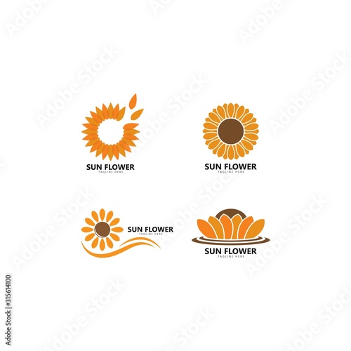 Sun flower floral logo vector icon