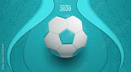 vector illustration. European football cup 2020. ball graphic design on a Turquoise background. Vector illustration