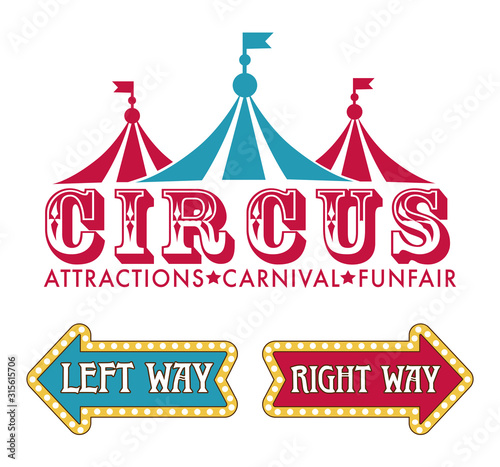 Carnival and funfair, circus isolated icon, big top tent