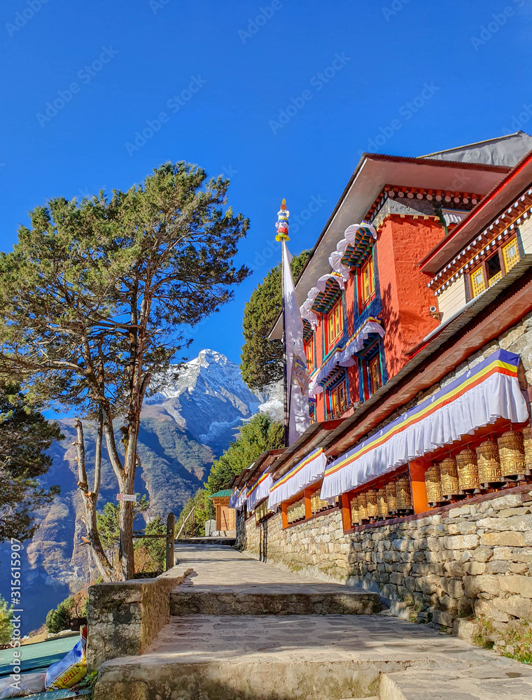 Monastery in Namche Bazar, the sherpas' capital. Everest base camp trek. Solokhumbu, Nepal.