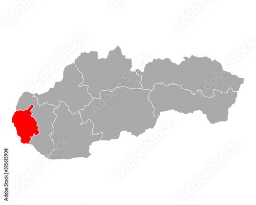 Karte von Bratislavsky kraj in Slowakei