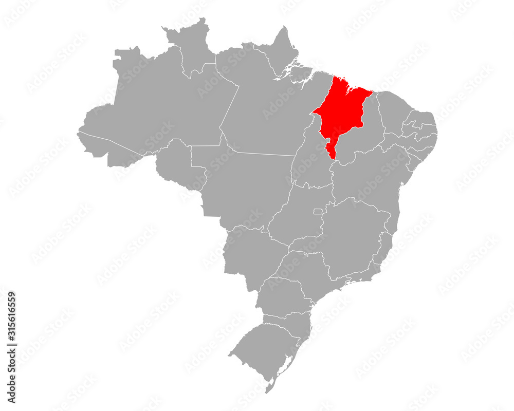 Obraz premium Karte von Maranhao in Brasilien
