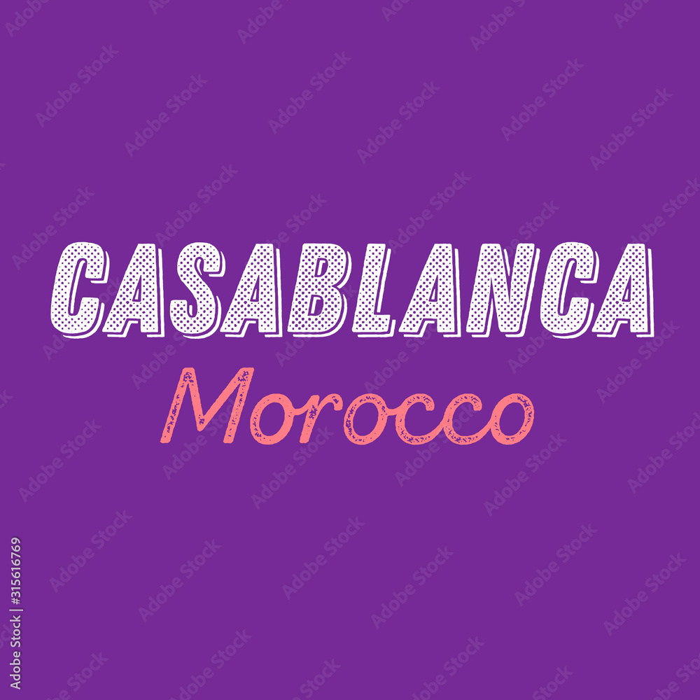 Casablanca city calligraphy vector quote