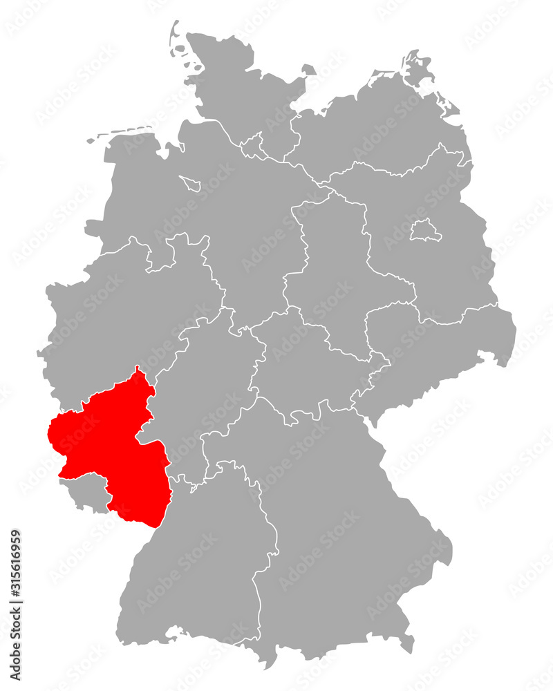 Karte von Rheinland-Pfalz in Deutschland