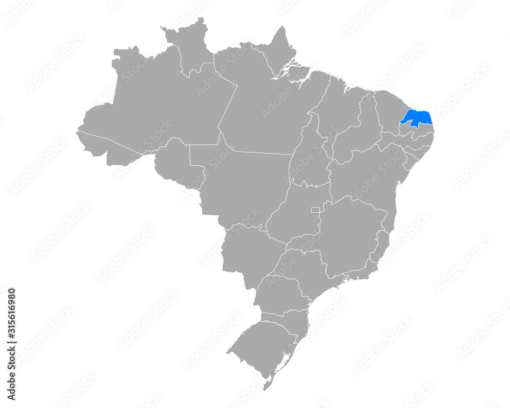 Obraz premium Karte von Rio Grande do Norte in Brasilien