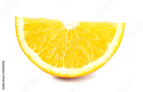 cut of orange isolated on white background