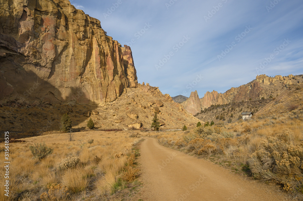 Rocks in a beautifully large canyon, desert with river. Smith Rock State Park National Park. Oregon State Rocks in a beautifully large canyon, desert with river. Smith Rock State Park National Park. Oregon State
