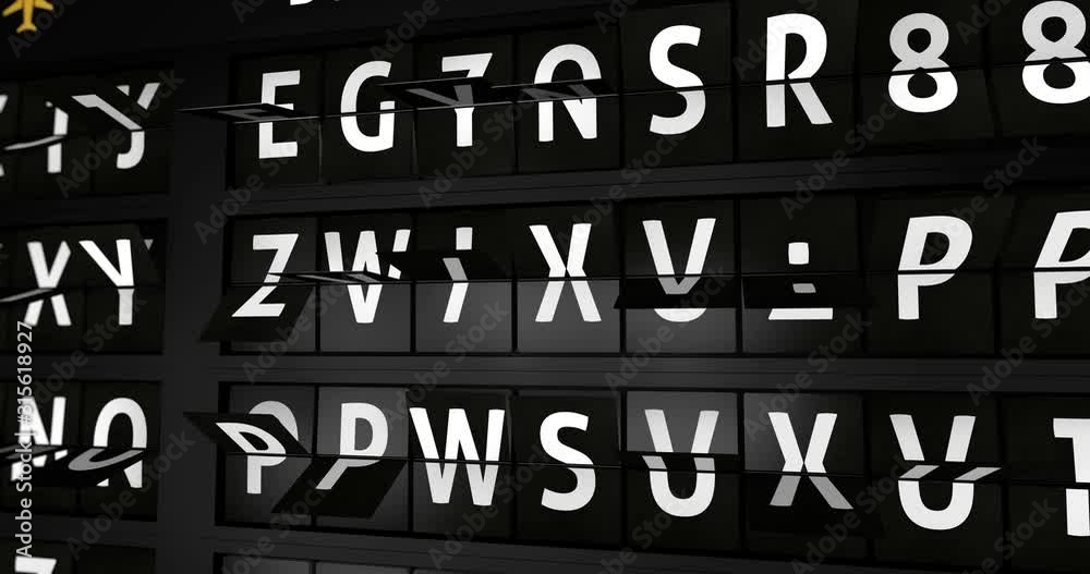 3D generated animation, analog flight information display board with the arrival city of Tokyo, 4 different animations 3D generated animation, analog flight information display board with the arrival city of Tokyo, 4 different animations