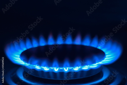 Gas Hob on a cooker, close up