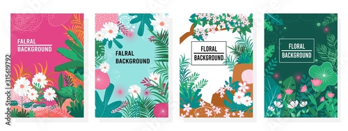 Vector set floral background, Nature background, banner, cover, templates, posters.